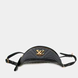 Pre Owned Louis Vuitton New Wave Bum Bag Calfskin Leather Black