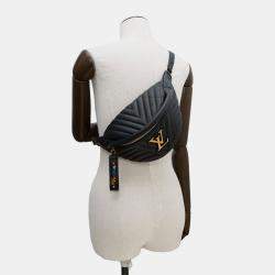 Pre Owned Louis Vuitton New Wave Bum Bag Calfskin Leather Black