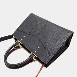 Pre Owned Louis Vuitton Three Pm Handbag Monogram Empreinte Marine Rouge (Navy/Red)