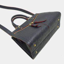 Pre Owned Louis Vuitton Three Pm Handbag Monogram Empreinte Marine Rouge (Navy/Red)