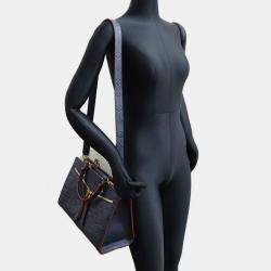 Pre Owned Louis Vuitton Three Pm Handbag Monogram Empreinte Marine Rouge (Navy/Red)