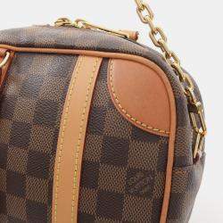 Pre Owned Louis Vuitton Valisette Souple Bb Handbag Coated Canvas And Leather With Damier Detail Brown