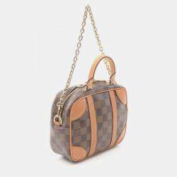 Pre Owned Louis Vuitton Valisette Souple Bb Handbag Coated Canvas And Leather With Damier Detail Brown