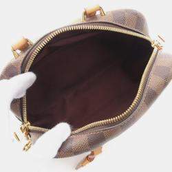 Pre Owned Louis Vuitton Valisette Souple Bb Handbag Coated Canvas And Leather With Damier Detail Brown
