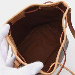 Pre Owned Louis Vuitton Nano Noe Monogram Shoulder Bag Coated Canvas Leather Brown