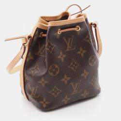 Pre Owned Louis Vuitton Nano Noe Monogram Shoulder Bag Coated Canvas Leather Brown