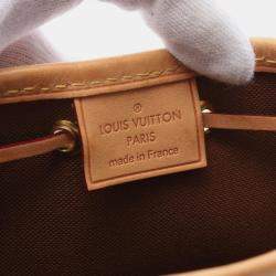 Pre Owned Louis Vuitton Nano Noe Monogram Shoulder Bag Coated Canvas Leather Brown