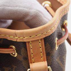 Pre Owned Louis Vuitton Nano Noe Monogram Shoulder Bag Coated Canvas Leather Brown