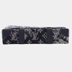 Pre Owned Louis Vuitton Navy Blue Monogram Tapestry Trunk Messenger