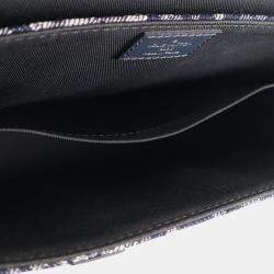 Pre Owned Louis Vuitton Navy Blue Monogram Tapestry Trunk Messenger