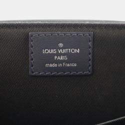 Pre Owned Louis Vuitton Navy Blue Monogram Tapestry Trunk Messenger