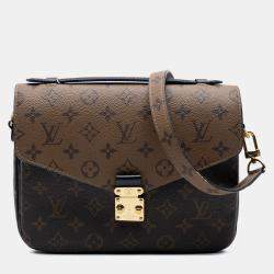 Pre Owned Louis Vuitton Brown Monogram Reverse Pochette Metis