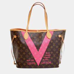 Pre Owned Louis Vuitton Brown Monogram V Neverfull MM