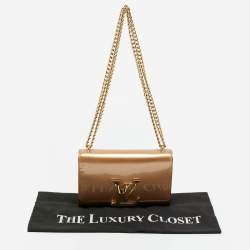 Pre Owned Louis Vuitton Beige Patent Leather Chain Louise MM Bag