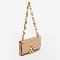 Pre Owned Louis Vuitton Beige Patent Leather Chain Louise MM Bag