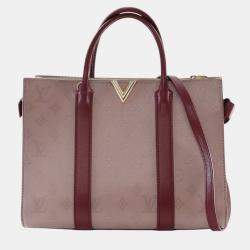 Pre Owned Louis Vuitton Brown Monogram Cuir Plume Very Tote MM