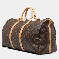 Pre Owned Louis Vuitton Brown Monogram Keepall Bandouliere 50