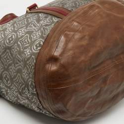 Pre Owned Louis Vuitton Grey/Khaki Monogram Jacquard Fabric and Leather Limited Edition Aviator Bag