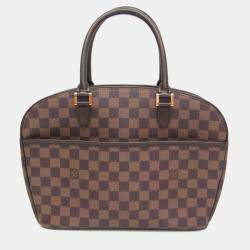 Pre Owned Louis Vuitton Damier Sarria Horizontal Handbag Brown Ebene