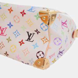 Pre Owned Louis Vuitton White Takashi Murakami Monogram Multicolore Speedy Bandouliere 25