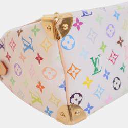 Pre Owned Louis Vuitton White Takashi Murakami Monogram Multicolore Speedy Bandouliere 25