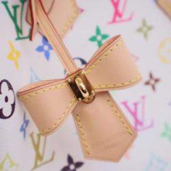 Pre Owned Louis Vuitton White Takashi Murakami Monogram Multicolore Speedy Bandouliere 25