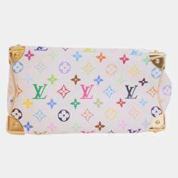 Pre Owned Louis Vuitton White Takashi Murakami Monogram Multicolore Speedy Bandouliere 25