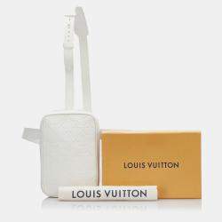 Pre Owned Louis Vuitton White Monogram Taurillon Utility Side 