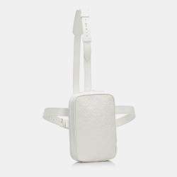 Pre Owned Louis Vuitton White Monogram Taurillon Utility Side 