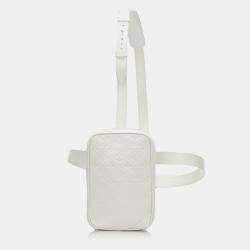 Pre Owned Louis Vuitton White Monogram Taurillon Utility Side 
