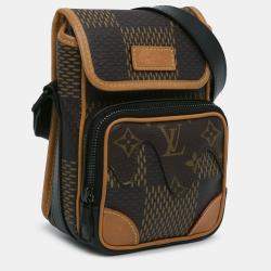 Pre Owned Louis Vuitton Brown Nigo Giant Damier Ebene Monogram Nano Amazone