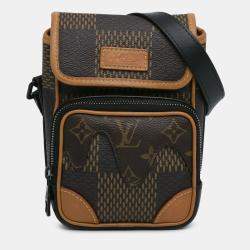 Pre Owned Louis Vuitton Brown Nigo Giant Damier Ebene Monogram Nano Amazone