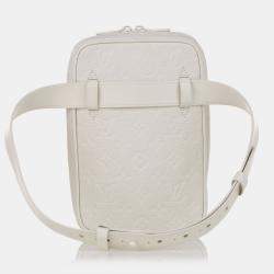 Pre Owned Louis Vuitton White Monogram Taurillon Utility Side 