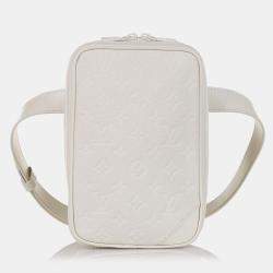 Pre Owned Louis Vuitton White Monogram Taurillon Utility Side 