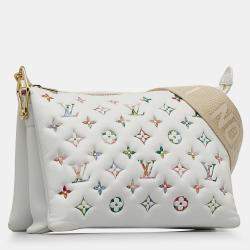 Pre Owned Louis Vuitton White Monogram Garden Coussin PM