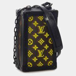 Pre Owned Louis Vuitton Black Brown Monogram Tuffetage Vertical Soft Trunk