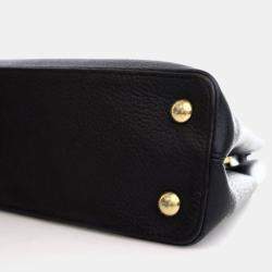 Pre Owned Louis Vuitton Black Calfskin Capucines PM
