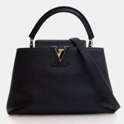 Pre Owned Louis Vuitton Black Calfskin Capucines PM
