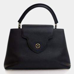 Pre Owned Louis Vuitton Black Calfskin Capucines PM