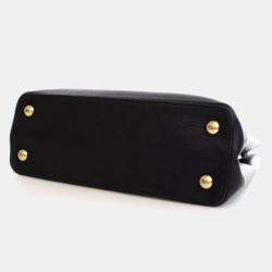 Pre Owned Louis Vuitton Black Calfskin Capucines PM