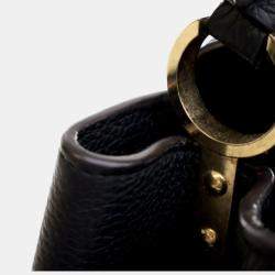 Pre Owned Louis Vuitton Black Calfskin Capucines PM