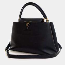Pre Owned Louis Vuitton Black Calfskin Capucines PM