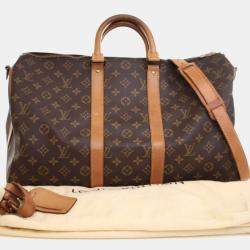 Pre Owned Louis Vuitton Vintage Brown Monogram Keepall Bandouliere 45
