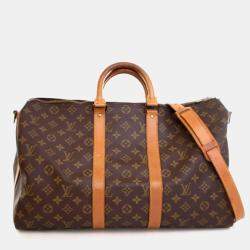 Pre Owned Louis Vuitton Vintage Brown Monogram Keepall Bandouliere 45