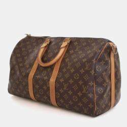 Pre Owned Louis Vuitton Vintage Brown Monogram Keepall Bandouliere 45
