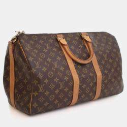 Pre Owned Louis Vuitton Vintage Brown Monogram Keepall Bandouliere 45
