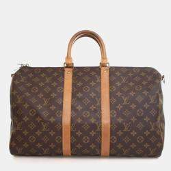 Pre Owned Louis Vuitton Vintage Brown Monogram Keepall Bandouliere 45
