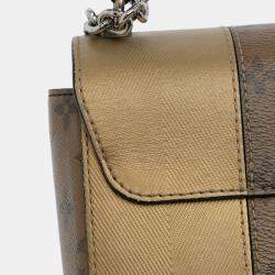 Pre Owned Louis Vuitton Black Brown Limited Edition Calfskin and Monogram Reverse Studded Night Lights Twist MM