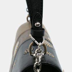 Pre Owned Louis Vuitton Black Brown Limited Edition Calfskin and Monogram Reverse Studded Night Lights Twist MM