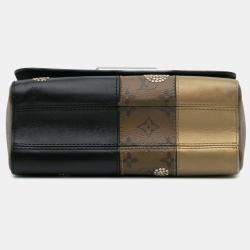 Pre Owned Louis Vuitton Black Brown Limited Edition Calfskin and Monogram Reverse Studded Night Lights Twist MM